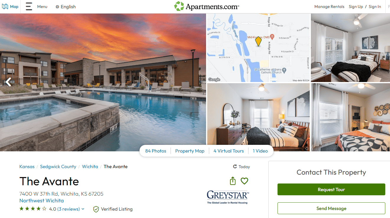 Pictures of an apartment listed on Apartments.com